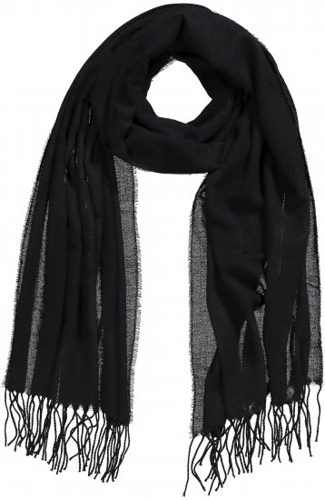 Ulla Popken Fringed Scarf Black - Tilbehør - 