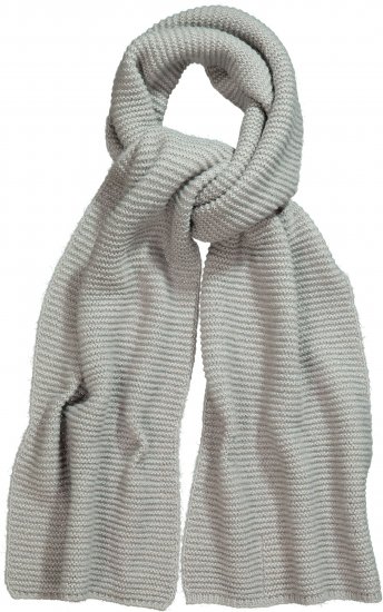 Ulla Popken Garter Stitch Knit Scarf Light Grey Melange - Tilbehør - 