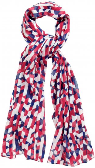 Ulla Popken Geometric Print Scarf Dark Red - Tilbehør - 