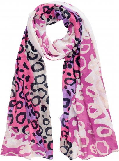 Ulla Popken Rainbow Leopard Print Scarf Pink - Tilbehør - 