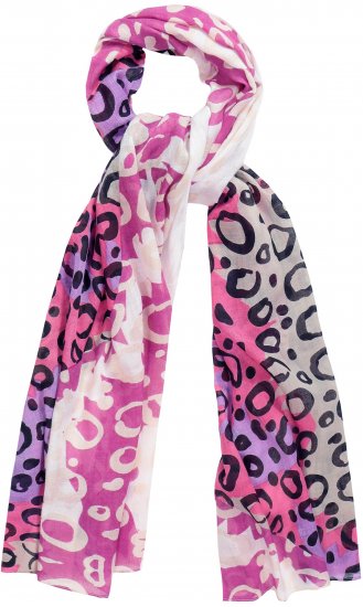 Ulla Popken Rainbow Leopard Print Scarf Pink - Tilbehør - 