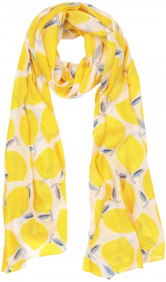 Ulla Popken Lemon Print Scarf Sun Yellow - Tilbehør - 