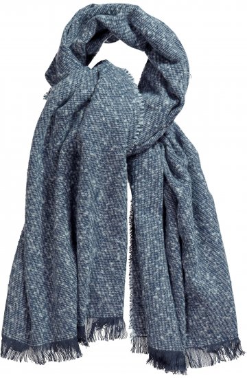 Ulla Popken Fringed Hem Knit Scarf Deep Aqua - Tilbehør - 