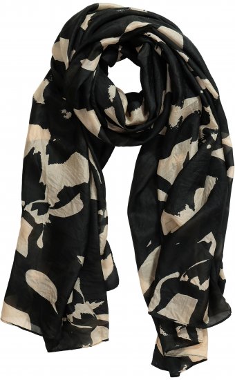 Ulla Popken Printed Silk Scarf Black - Tilbehør - 