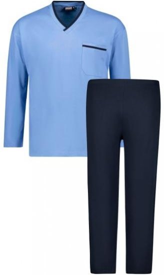 Adamo Beppo Long Sleeve Pyjama Light Blue - Undertøy & badetøy - Undertøy store størrelser 