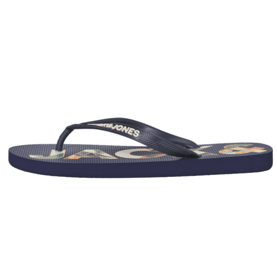 Jack & Jones Logo Palm Print Flip Flop Slippers Medieval Blue - Herresko 40-52 - 