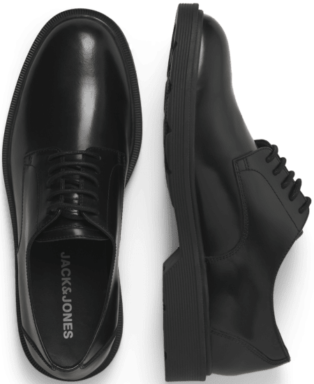 Jack & Jones Dax Leather Lace Shoes Anthracite - Herresko 40-52 - Herresko i store størrelser