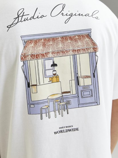 Jack & Jones Lington Back And Front Print Crew Neck T-Shirt Bright White - T-skjorter - Store T-skjorter - 2XL-14XL