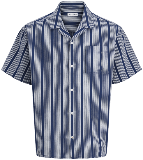 Jack & Jones Edover Resort Short Sleeve Shirt Dark Blue - Skjorter - Store skjorter - 2XL-8XL