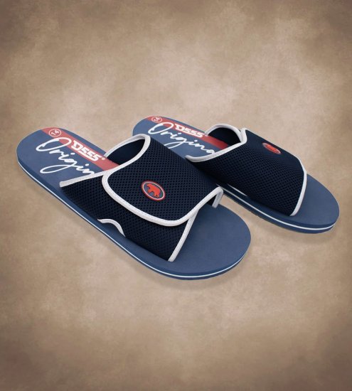 D555 DRAKE Slippers With Velcro Fastening Navy - Herresko 40-52 - 