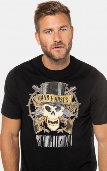 JP1880 Guns N’ Roses Skull Comfort Fit Band T-Shirt Black - T-skjorter - Store T-skjorter - 2XL-14XL