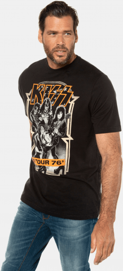 JP1880 KISS Retro Graphic Comfort Fit Band T-Shirt Black - T-skjorter - Store T-skjorter - 2XL-14XL