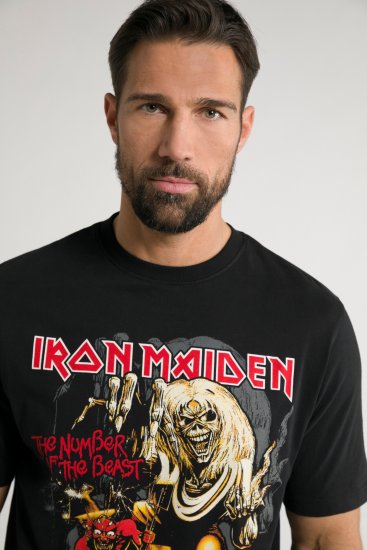 JP1880 Iron Maiden - Number of the Beast Graphic Comfort Fit Band T-Shirt Black - T-skjorter - Store T-skjorter - 2XL-14XL