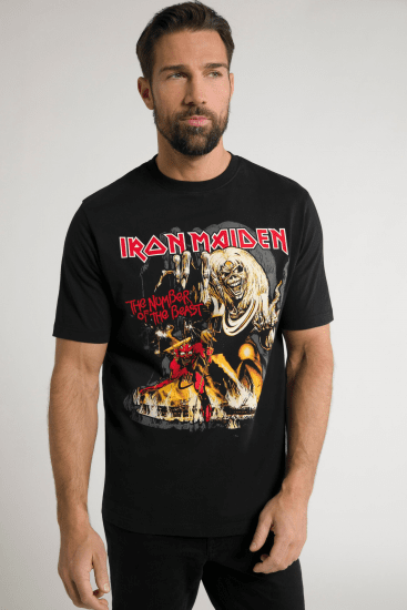 JP1880 Iron Maiden - Number of the Beast Graphic Comfort Fit Band T-Shirt Black - T-skjorter - Store T-skjorter - 2XL-14XL