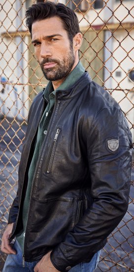 JP1880 Biker Style Leather Jacket Black - Jakker - Store jakker - 2XL-12XL