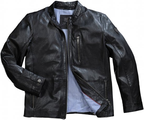 JP1880 Biker Style Leather Jacket Black - Jakker - Store jakker - 2XL-12XL