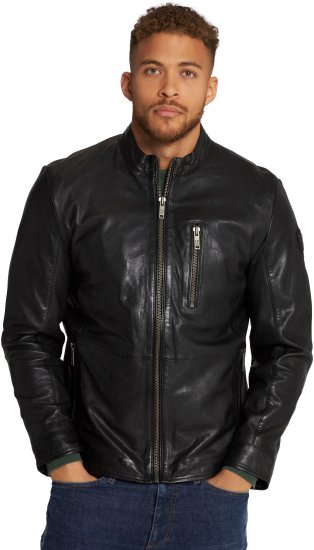 JP1880 Biker Style Leather Jacket Black - Jakker - Store jakker - 2XL-12XL