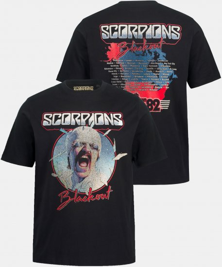 JP1880 Scorpions Blackout Graphic Comfort Fit Band T-Shirt Black - T-skjorter - Store T-skjorter - 2XL-14XL