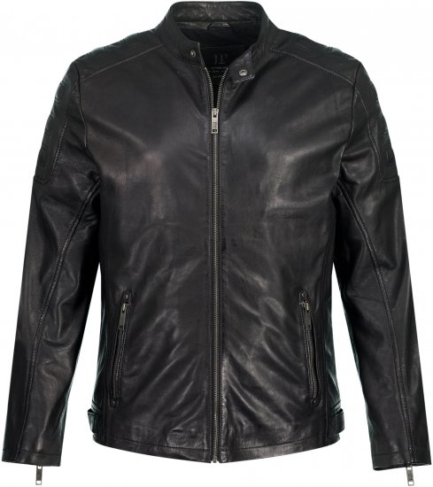 JP1880 Classic Biker Style Leather Jacket Black - Jakker - Store jakker - 2XL-12XL