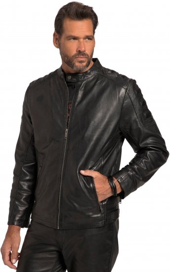 JP1880 Classic Biker Style Leather Jacket Black - Jakker - Store jakker - 2XL-12XL