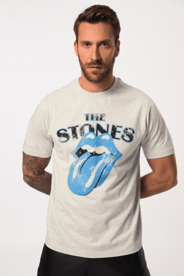 JP1880 Rolling Stones Graphic Comfort Fit Band T-Shirt Light Grey - T-skjorter - Store T-skjorter - 2XL-14XL