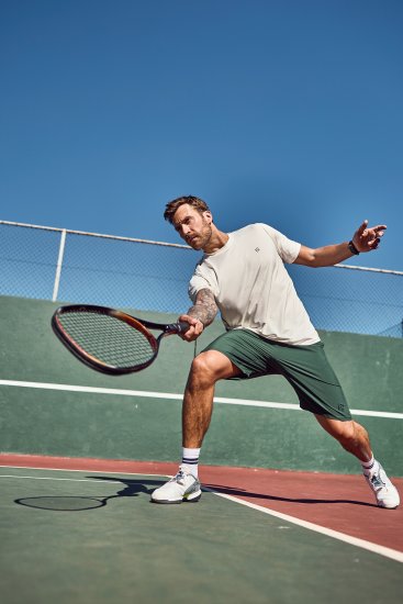 JP1880 QuickDry Stripes Tennis T-Shirt Off White - Sportsklær & turklær - Sportsklær till herre i store størrelser