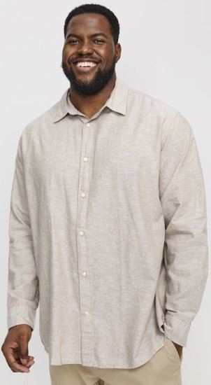 Jack & Jones Breeze Linen Blend Long Sleeve Shirt Crockery - Skjorter - Store skjorter - 2XL-8XL
