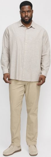 Jack & Jones Breeze Linen Blend Long Sleeve Shirt Crockery - Skjorter - Store skjorter - 2XL-8XL