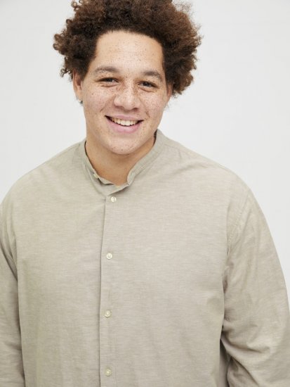 Jack & Jones Breeze Poplin Long Sleeve Shirt Beige - Skjorter - Store skjorter - 2XL-8XL