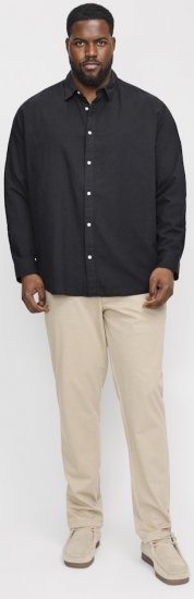Jack & Jones Breeze Linen Blend Long Sleeve Shirt Black - Skjorter - Store skjorter - 2XL-8XL