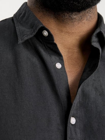 Jack & Jones Breeze Linen Blend Long Sleeve Shirt Black - Skjorter - Store skjorter - 2XL-8XL