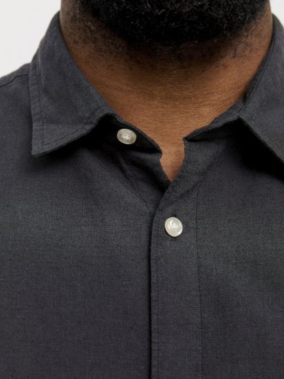 Jack & Jones Breeze Linen Blend Short Sleeve Shirt Black - Skjorter - Store skjorter - 2XL-8XL