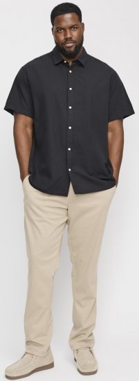 Jack & Jones Breeze Linen Blend Short Sleeve Shirt Black - Skjorter - Store skjorter - 2XL-8XL