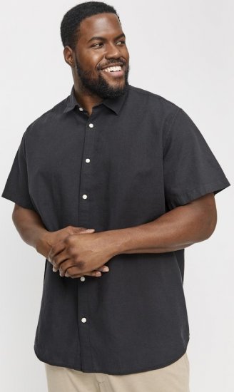 Jack & Jones Breeze Linen Blend Short Sleeve Shirt Black - Skjorter - Store skjorter - 2XL-8XL
