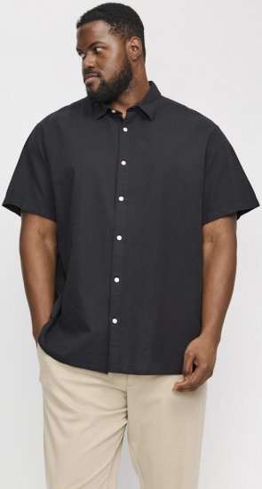 Jack & Jones Breeze Linen Blend Short Sleeve Shirt Black - Skjorter - Store skjorter - 2XL-8XL