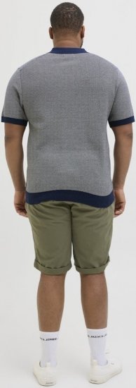 Jack & Jones Ceaston Knit Short Sleeve Sweater Grey/Blue - Gensere og hettegensere - Store hettegensere - 2XL-14XL