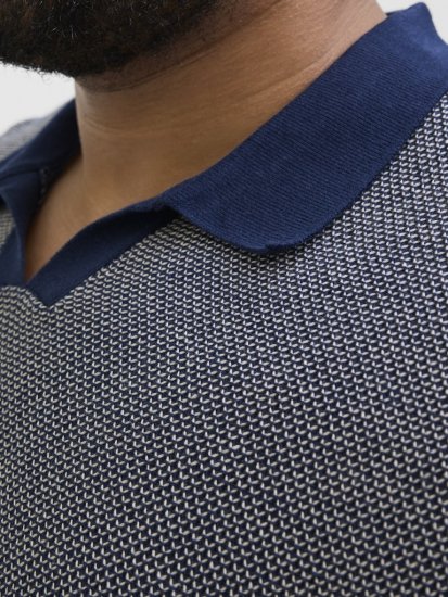 Jack & Jones Ceaston Knit Short Sleeve Sweater Grey/Blue - Gensere og hettegensere - Store hettegensere - 2XL-14XL