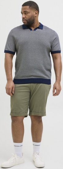 Jack & Jones Ceaston Knit Short Sleeve Sweater Grey/Blue - Gensere og hettegensere - Store hettegensere - 2XL-14XL