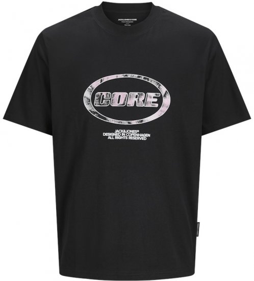 Jack & Jones Lido Core Front Print T-Shirt Black - T-skjorter - Store T-skjorter - 2XL-14XL