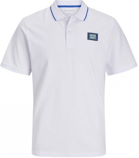 Jack & Jones Hudson Short Sleeve Polo White - Polo- & piqueskjorter - Poloskjorte i store størrelser - 2XL-8XL