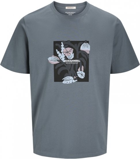 Jack & Jones Almeria Front Print Crew Neck T-Shirt Grey - T-skjorter - Store T-skjorter - 2XL-14XL