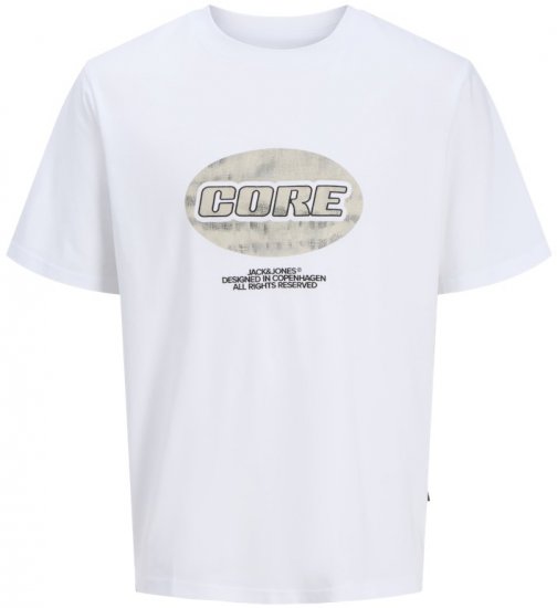 Jack & Jones Lido Core Front Print T-Shirt Bright White - T-skjorter - Store T-skjorter - 2XL-14XL