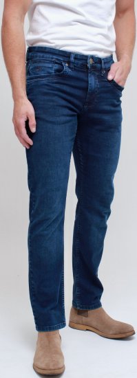 Kam Jeans Jacob Knitted Denim Reg Fit Jeans Mid Wash Blue - Jeans og bukser - Store Bukser og Store Jeans