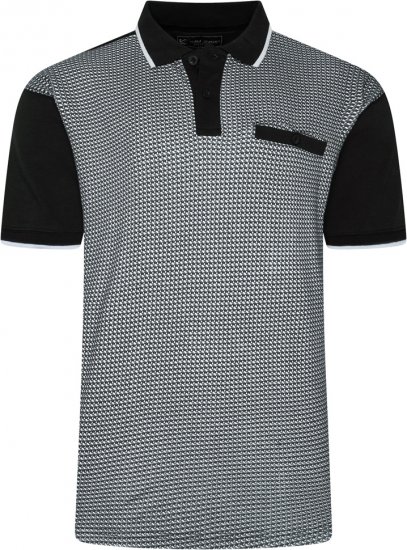 Kam Jeans 5518 Smart Mini Geo-Print Polo Black - Polo- & piqueskjorter - Poloskjorte i store størrelser - 2XL-8XL