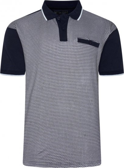 Kam Jeans 5518 Smart Mini Geo-Print Polo Navy - Polo- & piqueskjorter - Poloskjorte i store størrelser - 2XL-8XL