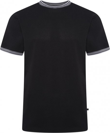 Kam Jeans 5779 Textured Body With Contrast Neck And Cuffs T-Shirt Black - T-skjorter - Store T-skjorter - 2XL-14XL