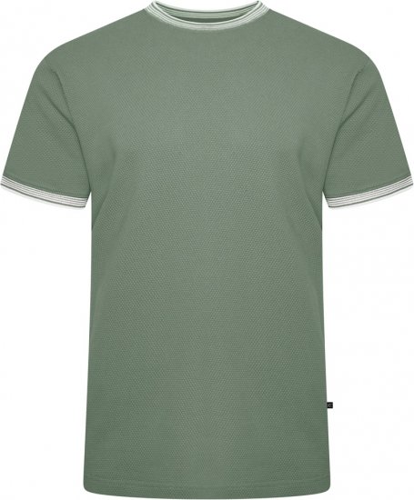 Kam Jeans 5779 Textured Body With Contrast Neck And Cuffs T-Shirt Elm Green - T-skjorter - Store T-skjorter - 2XL-14XL