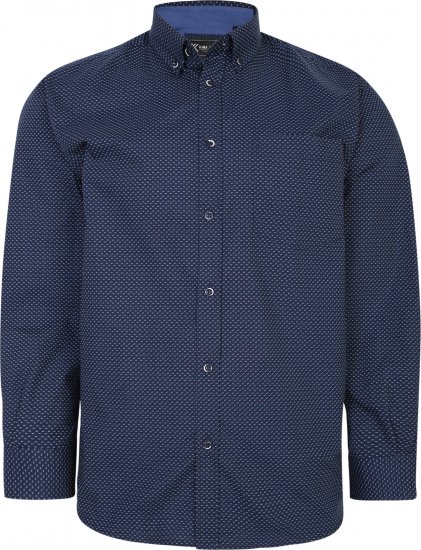 Kam Jeans P018 Premium Dobby Print Long Sleeve Shirt Navy - Skjorter - Store skjorter - 2XL-8XL