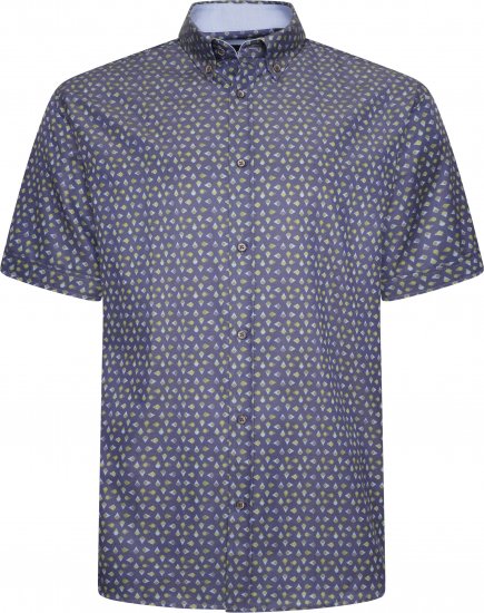Kam Jeans P033 Premium Floral Print Short Sleeve Shirt Navy - Skjorter - Store skjorter - 2XL-8XL
