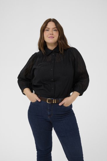 Kaffe Curve Gabby Skjorte med forkortede ermer Svart - Skjorter - 